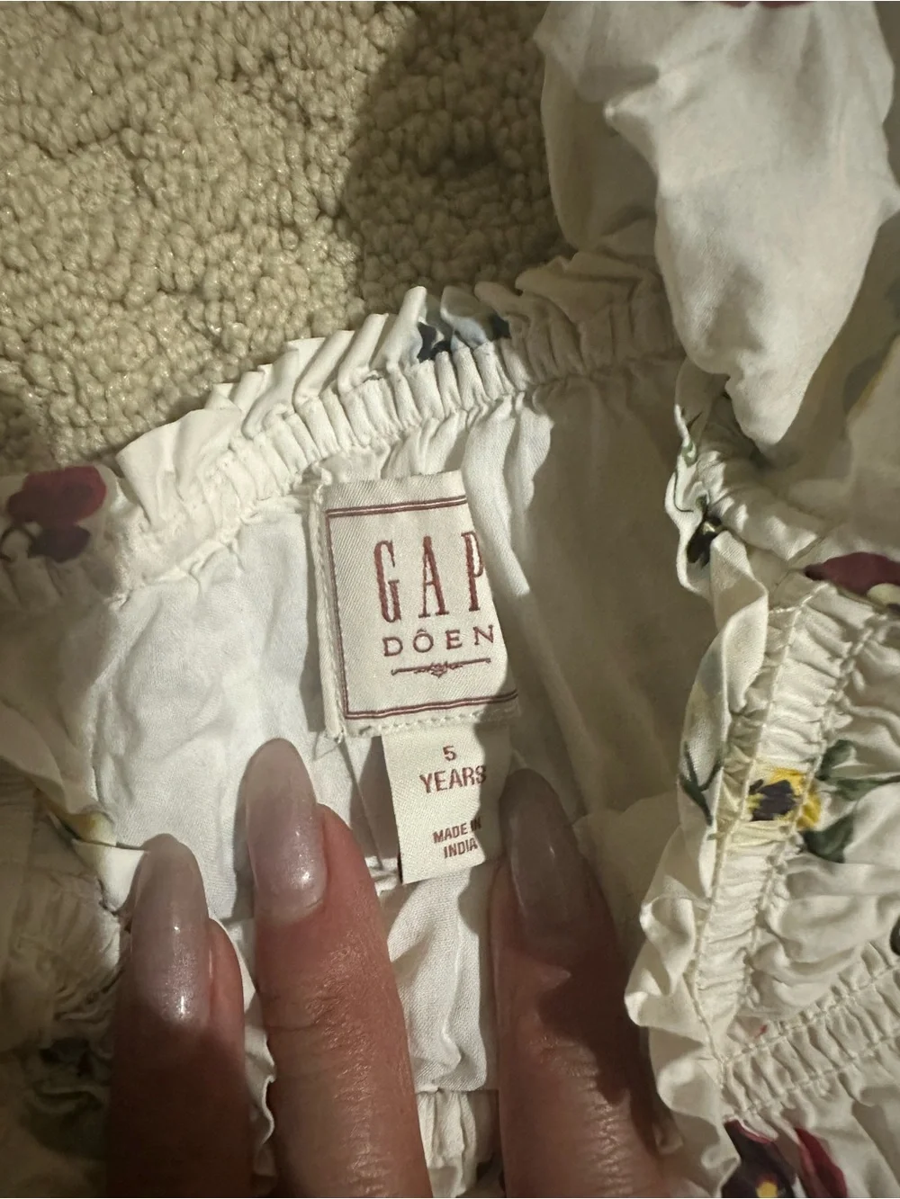 GAP x DOAN collab Girls' White Floral Smocked Dress with Puff Sleeves